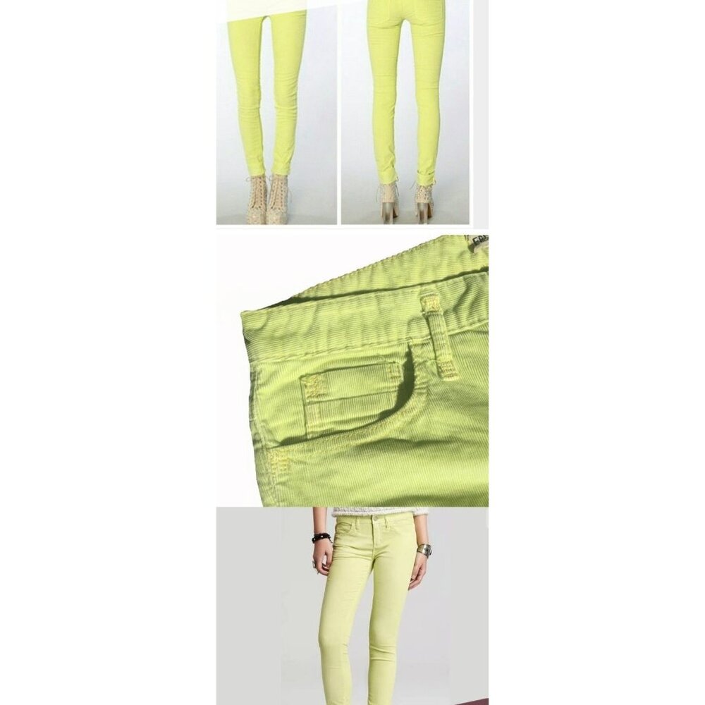 Free People‎ Lime Green Women's Vibrant Colorful Corduroy Skinny Jeans Size 30